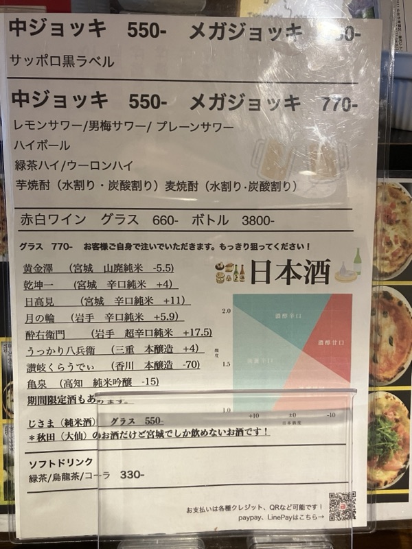 ドリンクメニュー